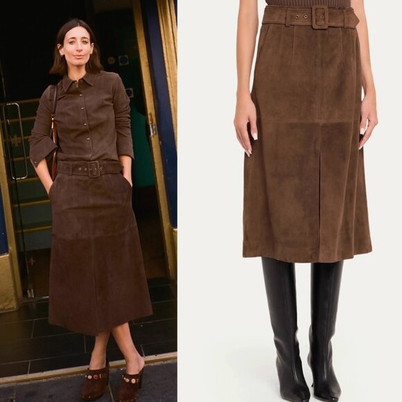 Veronica Beard Dresses & Skirts - NWT Veronica Beard Alexie Belted Suede A-Line Skirt Mocha Camel Brown Quiet Lux